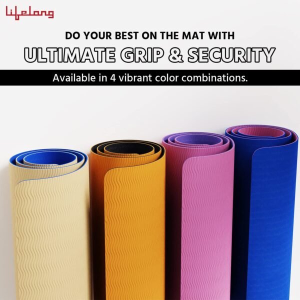 Lifelong Dual Color EVA Material Yoga Mat for Women & Men|6mm Anti-Slip Yoga Mat for Gym Workout Exercise Mat for Home Gym|Yoga Exercise (6 Months Manufacturer's Warranty, LLYM223, Black & Orange) - Image 7