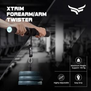 XTRIM Forearm Blaster – Arm Twister (Supports 100 Kg) with Anti-Slip Knurled Handles, Rope and Loading Pin for Hand Exercise, Muscle Strengthening, Arm Training