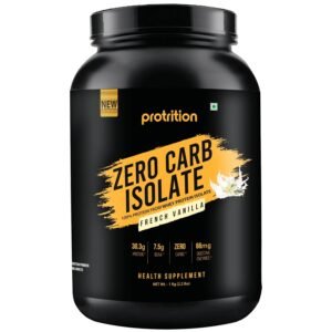 Protrition Zero Carb Whey Protein Isolate Powder | French Vanilla, 1 Kg (30 Servings) | 31.3g Protein, 7.5g BCAA per SCOOP | Added Digestive Enzymes