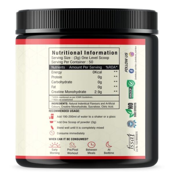 WILD BUCK Creatine Monohydrate Powder, Strength, Reduce Fatigue, 100% Pure Creatine, Lean Muscle Building, Supports Muscle Growth, Athletic Performance, Recovery [50 Servings, Mix Berries] - Image 3
