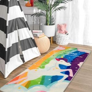 SARAL HOME EASY LIVING Polyester Unicorn Soft Microfiber Antiskid Yoga/Excercise Mat (Turquoise, 70X170 Cm)