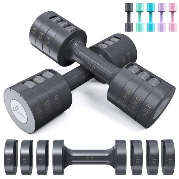 Sportneer Dumbbells Set For Home Gym 0.9/1.8/1.4/2.3 Kg Adjustable Iron Dumbbell Set Of 2 Hand Weights Free Weight Set For Women Men Seniors Workout Strength Training For Home Gym Equipment, Black - Image 9