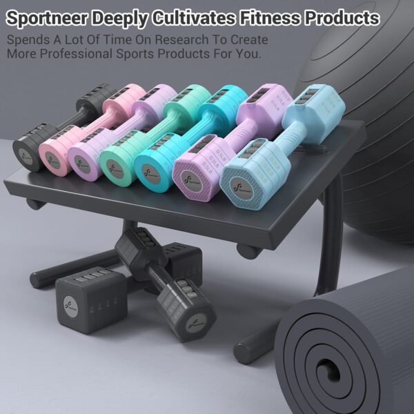 Sportneer Dumbbells Set For Home Gym 0.9/1.8/1.4/2.3 Kg Adjustable Iron Dumbbell Set Of 2 Hand Weights Free Weight Set For Women Men Seniors Workout Strength Training For Home Gym Equipment, Black - Image 7