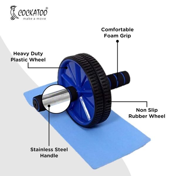 Cockatoo ECO Ab Roller||Ab workout equipment With Knee MatExercise Roller for Core Strength Training & Home Gym Fitness, Abdominal Carver Machine for Men & Women - Image 3