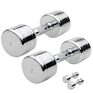 Stainless Steel Dumbbell Set Home Gym Adjustable Dumbal 2 Kg Dumbbells Round Shape Dumbbell Cast Iron Handle Fitness Workout Set (2 Kg x 2 = 4 kg) Pack of 2