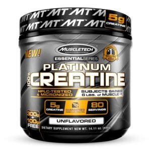 Muscletech Platinum 100% Creatine Powder (Unflavoured – 400g), Scientifically Researched to Build Muscle – Increase Muslce Power, Boost Strength & Enhance Performance