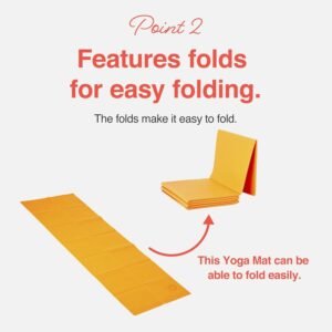 Primasole Folding Travel Yoga Mat Foldable light weight Easy to carry to Workout Fitness Class Beach Park Travel Picnics 4mm thick Coral Red Orenge Color PSS91NH026A