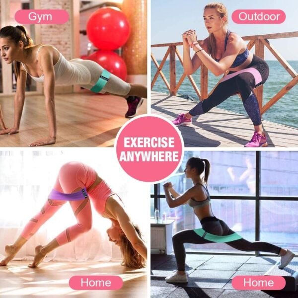 FirstFit Resistance Bands for Legs and Butt, Exercise Bands Set Hip Bands Wide Workout Bands Resistance Loop Bands Anti Slip Circle Fitness Band - Image 4
