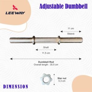 Leeway Adjustable Dumbbell 20kg, Dumbbells Set for Whole Body Workout, Metal integrated rubber weight with dumbbell rod, Adjustable Fitness Dumbbell Set for Home Gym (20kg Set (5X4)), Black