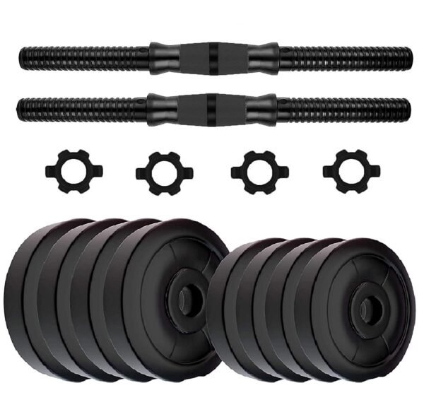 APTITUDE Home Gym Set, Dumbbell Set, Adjustable Dumbbell Set (4 kg - 20 kg), 1 Pair of Adjustable Dumbbell Rods with PVC Dumbbell Plates, Home Gym Combo (12 KG COMBO)