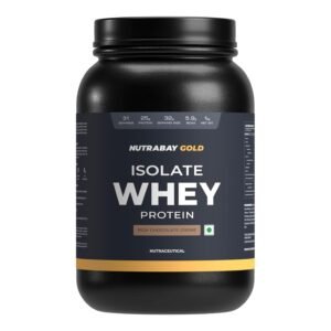 NUTRABAY Gold 100% Whey Protein Isolate with Digestive Enzymes – 25g Protein, 5.8g BCAA, 4.3g Glutamic Acid, Muscle Growth, Gym Supplement for Men & Women – 1Kg, Rich Chocolate Crème (33 Servings)