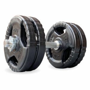 Leeway Adjustable Dumbbell 20kg, Dumbbells Set for Whole Body Workout, Metal integrated rubber weight with dumbbell rod, Adjustable Fitness Dumbbell Set for Home Gym (20kg Set (5X4)), Black