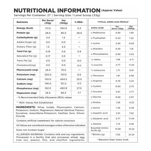 BOLT Nutrition Whey Isolate Protein Powder | With Superfood PHYCOCYANIN | USA Formulation & Origin | For Muscle Strength & Bone Health | 2LB/907gm (27 Servings) | Madagascar Vanilla - Image 8