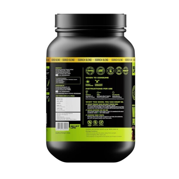 BEASTLIFE Whey Protein Powder With Ultrasorb Tech,Isorich Blend,24G Protein,5.5G Bcaa,Sports Nutrition|High Absorbtion Fuels Muscle|Speed Recovery For Men & Women (924g, Rich Double Chocolate) - Image 2