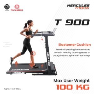 Hercules Fitness T900 2HP Adjustable Treadmill, Electric Motorized Power Fitness Running Machine with Function Treadmill Adult Child Office use Vertical Display Adjustment for Intense Workout Session