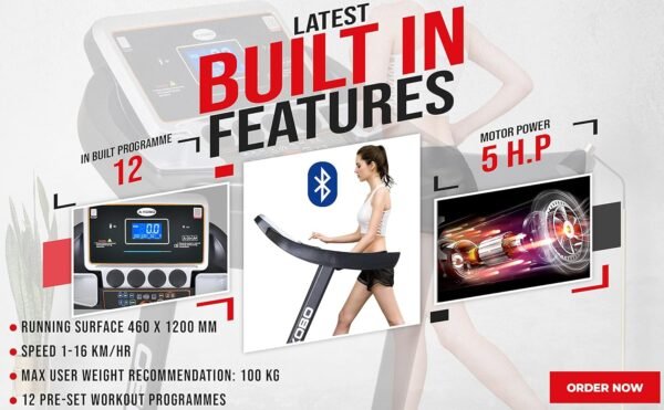 Kobo 2.5 HP - 5 HP Peak DC Motorised Treadmill for Home Use with Bluetooth Connectivity APP - Image 6