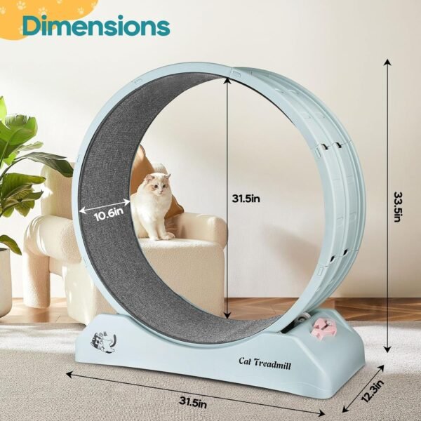 Dratal Cat Exercise Wheel for Indoor Cat, 34" Large Cat Running Wheel with Carpeted Runway, Cat Treadmill Wheel for Kitty’s Longer Life, Cat Wheel for Fitness Weight Loss Device - Image 2