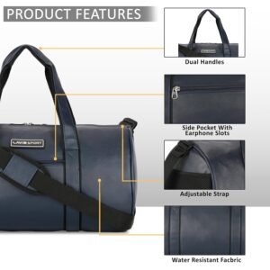 Lavie Sport Olympic Leatherette Unisex Gym Duffle Bag | Stylish & Spacious Weekender Duffle Bag | Duffle Bag for Gym, Sports, Training