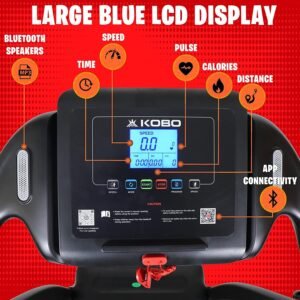Kobo 2 HP Peak DC Motorised Treadmill for Home Use with Bluetooth Connectivity APP & Bluettoth Speaker, Multi Function, Free Installation Assistance