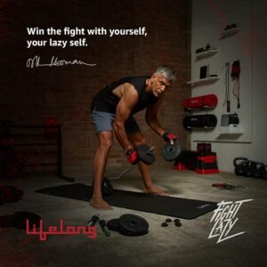 Lifelong LLPVCHGC07 PVC Home Gym Adjustable Set (1Kg*4) Plate with Dumbbells Rods, (Black, 6 Months Warranty)