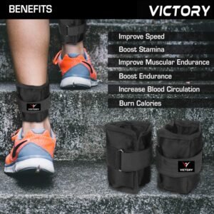 VICTORY Professional Wrist/Ankle Weight Pair | Resistance Exercise | Wrist Ankle | Fitness Band | Unisex Workout Equipment | Finest-Quality Polyester Fixed (500gm Pair, Black)