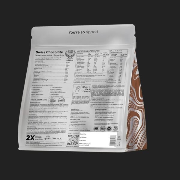 Wellbeing Nutrition Whey Protein Isolate + Concentrate | 24g Protein, 11.5g EAA, 1g Glutamine | Clinically Proven 2x Muscle Protein Synthesis| 4B CFU Probiotics & Digestive Enzymes | 1kg - Image 5