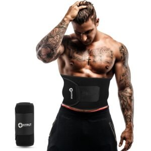 FITPUT Sweat Slim Belt Made of Neoprene, Stomach Belt for Men and Women Non-Tearable, Sauna Belt for Tummy Exercise Fitness Waist Trainer, Slim Belt for Men (Black)