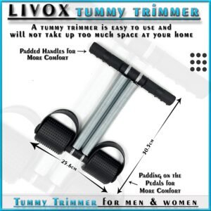 LIVOX Double Spring Tummy Trimmer, Tummy Twister and Hand Gripper Gym Equipment Set Home Workout Combo Men and Women, Pack of 3