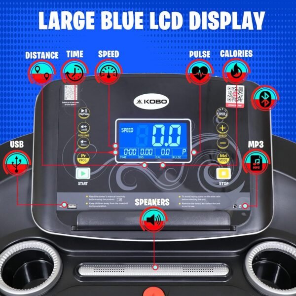 Kobo Multi Function 2 HP - 4 HP Peak DC Motorised Treadmill for Home Use with Bluetooth Connectivity APP, Free Installation Assistance 1 Year Motor Warranty - Image 3