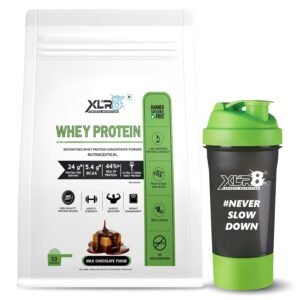 XLR8 Whey Protein, Protein Powder with 24 g Protein Content & 5.4 g BCAA (1814 g (Pack of 1), Milk Chocolate Fudge)