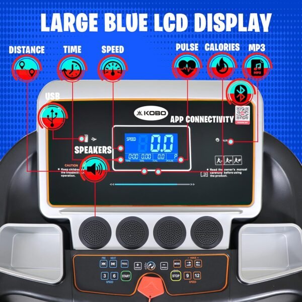 Kobo 2.5 HP - 5 HP Peak DC Motorised Treadmill for Home Use with Bluetooth Connectivity APP - Image 3