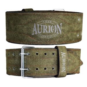 Aurion by 10 club Suede Leather Weight Lifting Gym Belt | Powerlift Gym Belt for Workouts | Professional Heavy Weightlifting Belt – Olive Green (XL)