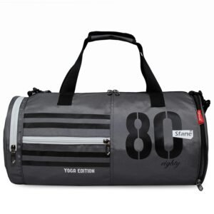 SFANE Yoga Series Polyester Grey Gym Bag/Duffle Bag/Sports Bag for Men & Women with Shoe Compartment (Grey) 1 Qty